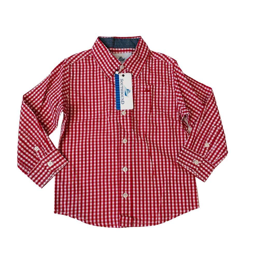 NWT Southbound Size 2T Red Check Button Up Shirt